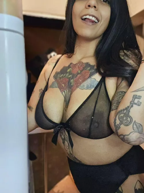 If you visit this neighbor milf, she will open the door like this