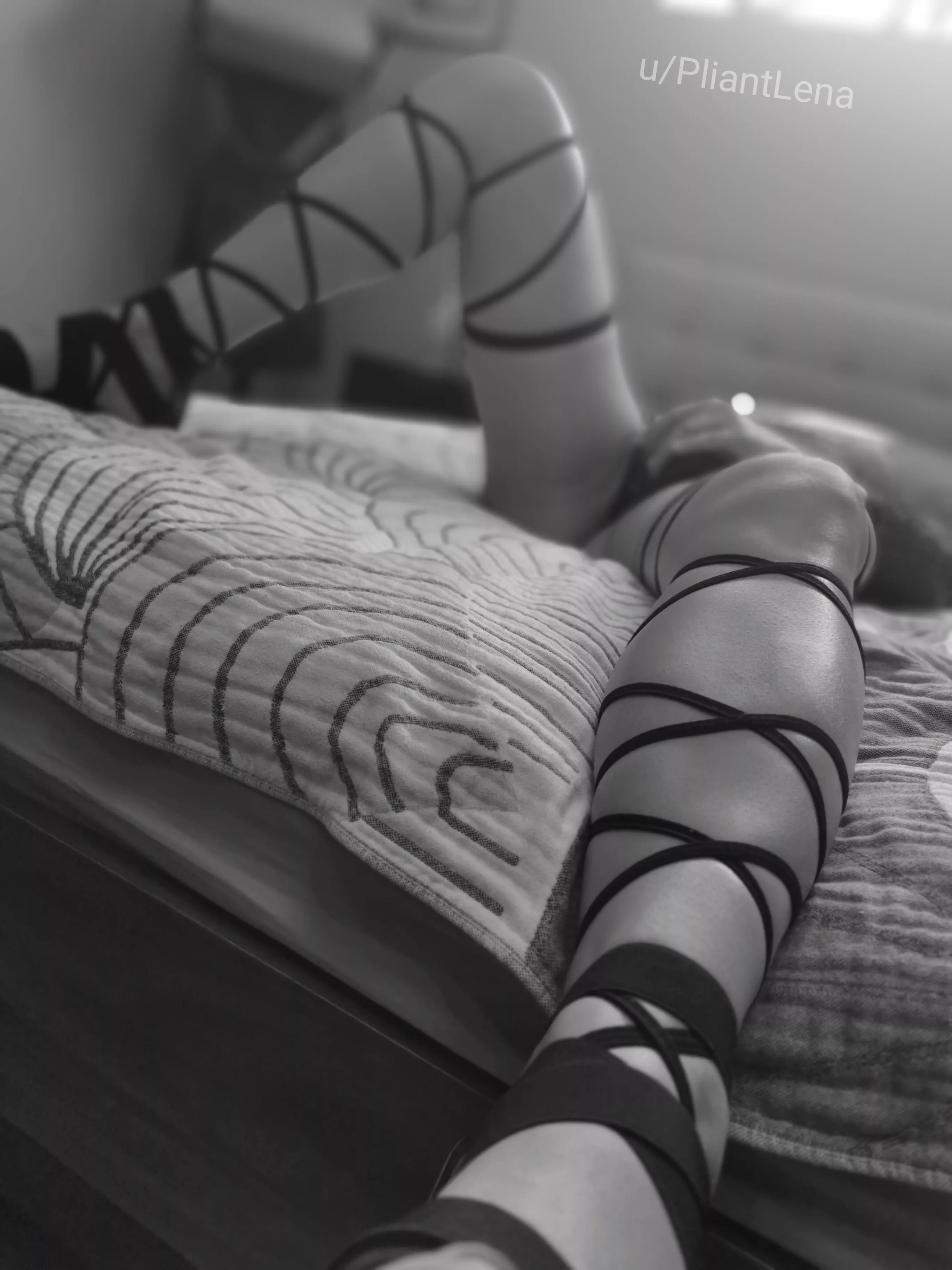 Long legs waiting to be thrown over your shoulder... [F]ollow the laces