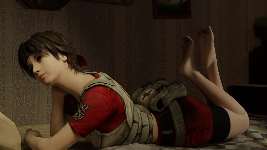 Rebecca finds a comfy bed in the mansion (jandrew89999) [Resident Evil]