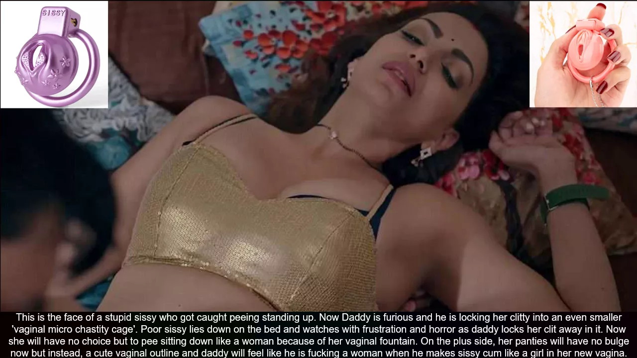 Sissy locked in Vaginal Chastity Cage