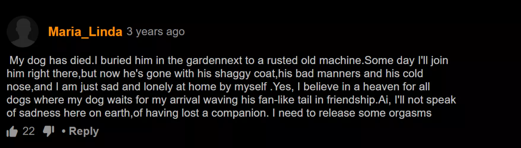 This guy venting about his dead dog