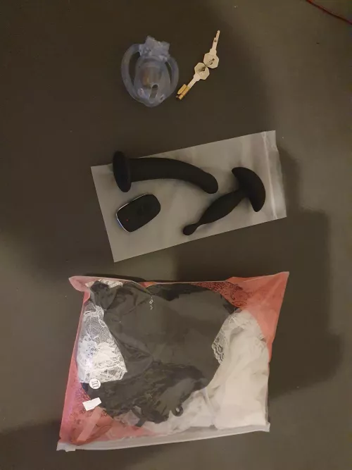 got myself a sissy starter kit, now i need someone to take control and turn me into their good sissy slut :3