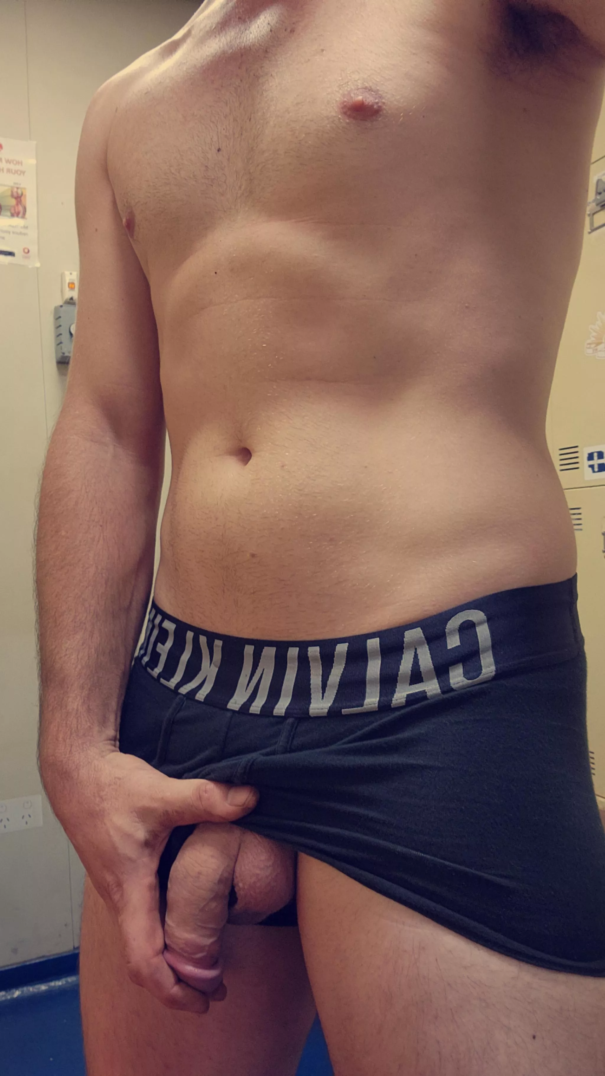 In the locker room at work