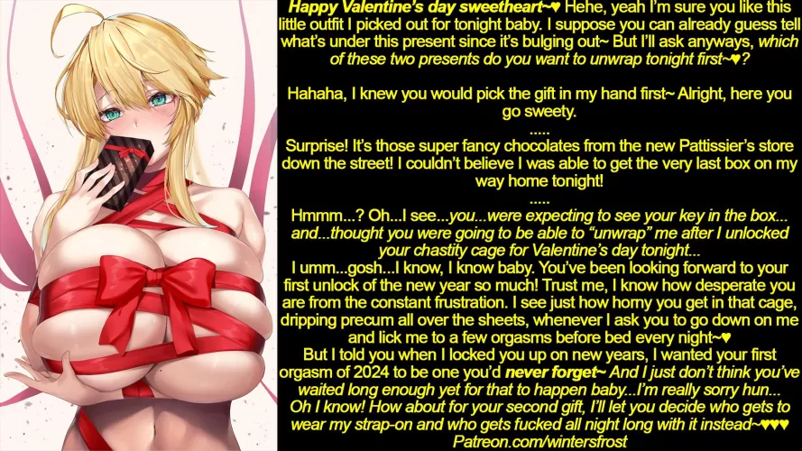 She truly does care. So she at least gave you the choice on Valentine's day this year~♥