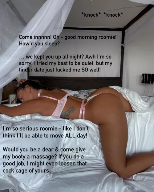 … we kept you up all night? Awh I’m so sorry! I tried my best to be quiet, but my tinder date just fucked me SO well!