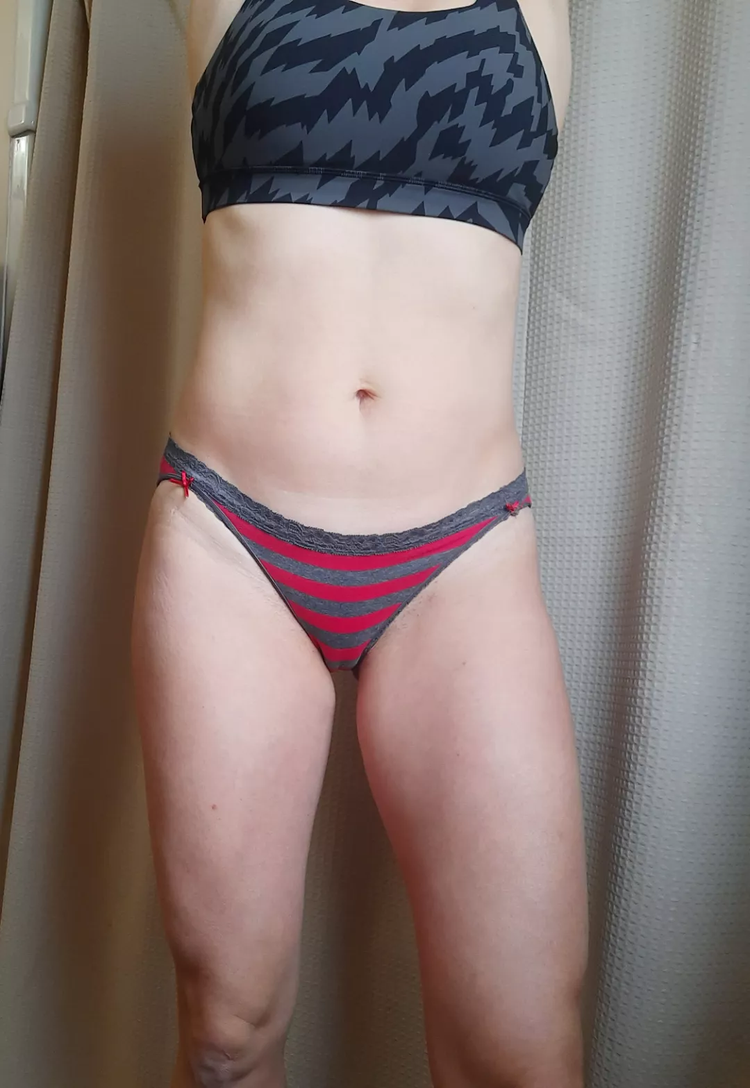 A little stripes and sports bra combo? [42]