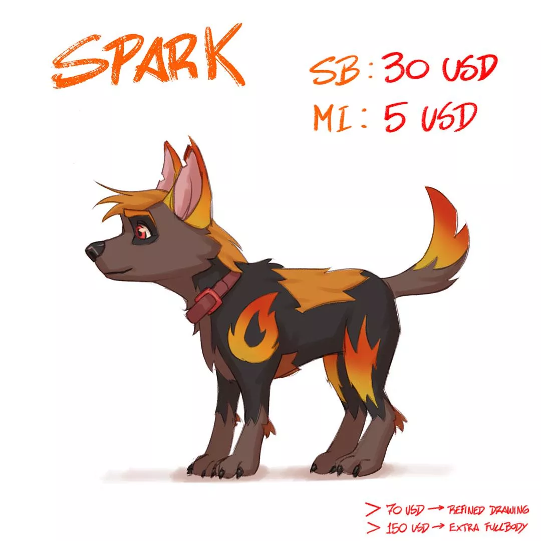 [adoptable] Spark - the fire dog (OC by me)