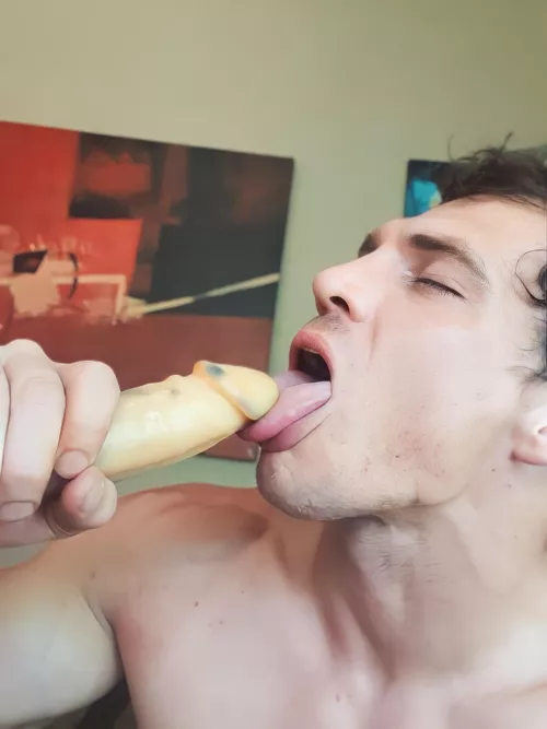 Anything wilder than a straight/bi guy practicing his bj skills on one fat cock dildo for his second man on man encounter?