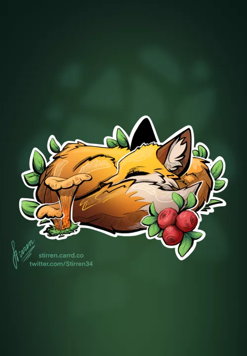 Berries and mushrooms 🦊(art by me)