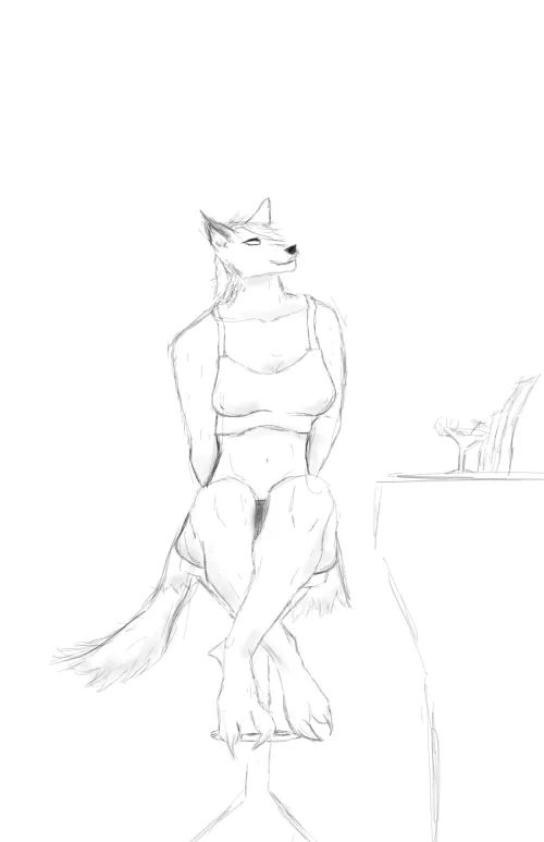Furry sketch I made and am quite happy with.