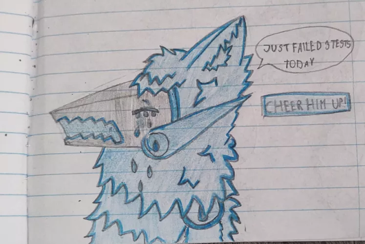 He is sad, cheer him up a little!! 