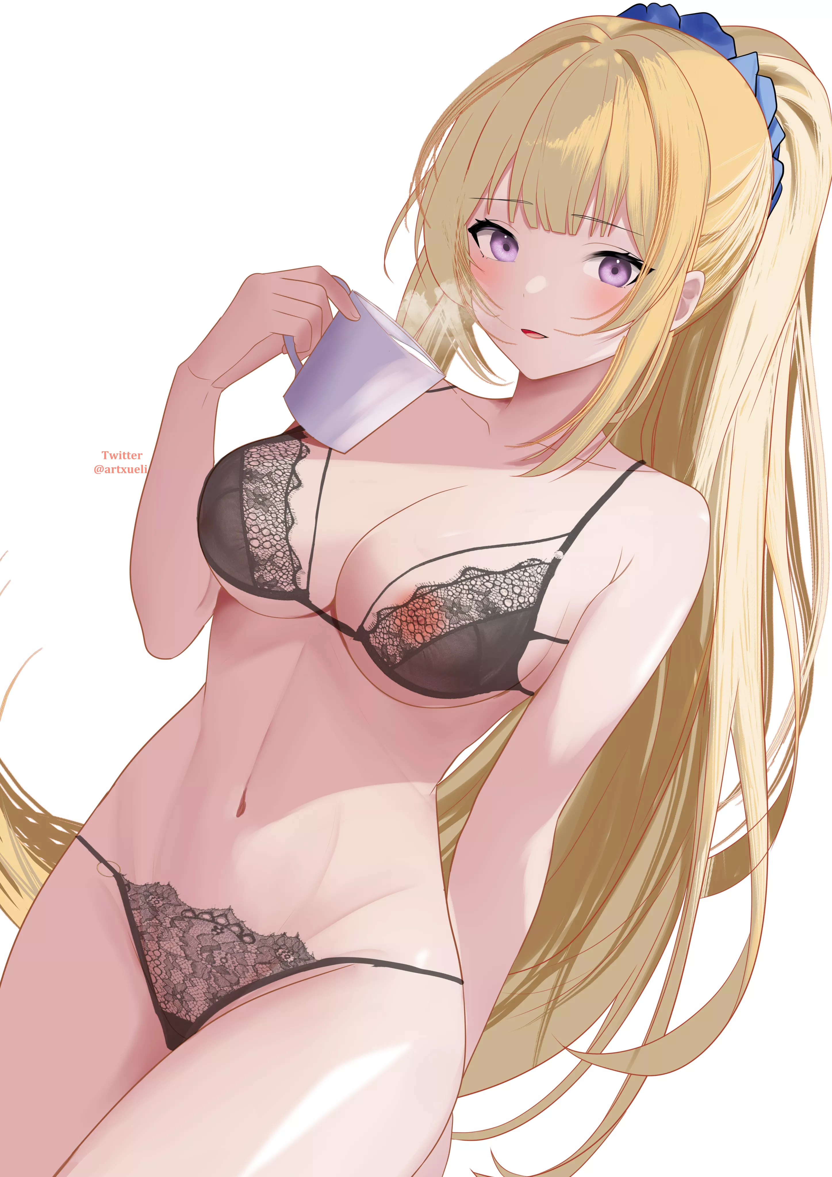 Kei wearing See-through lingerie