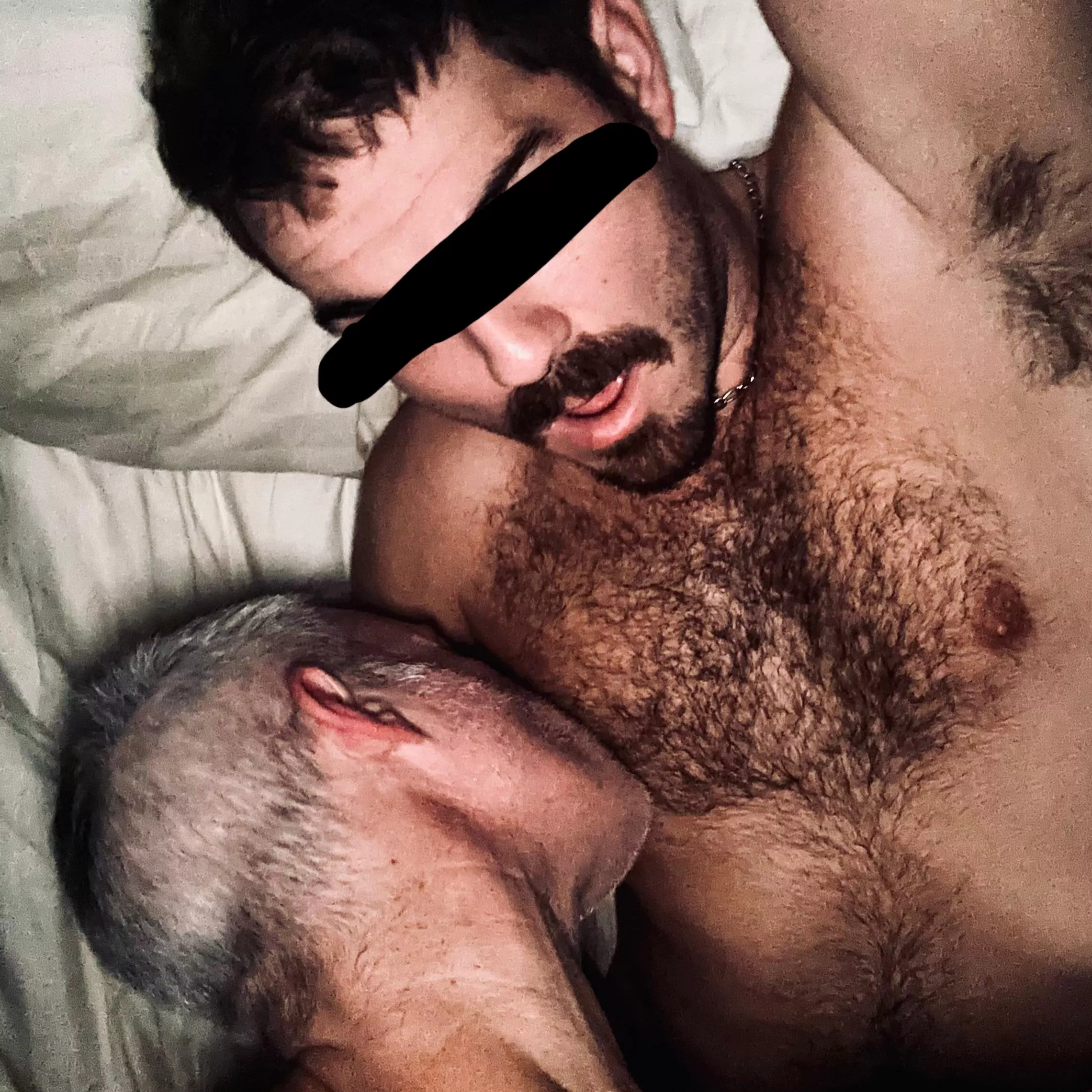 Love to wake up with my husband buried in my chest fur