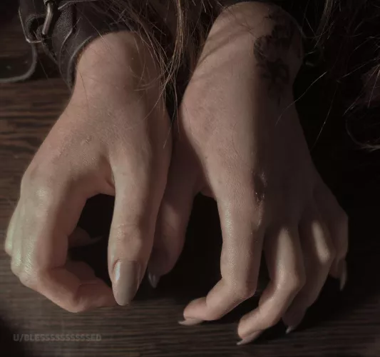 My cuffed hands on your table