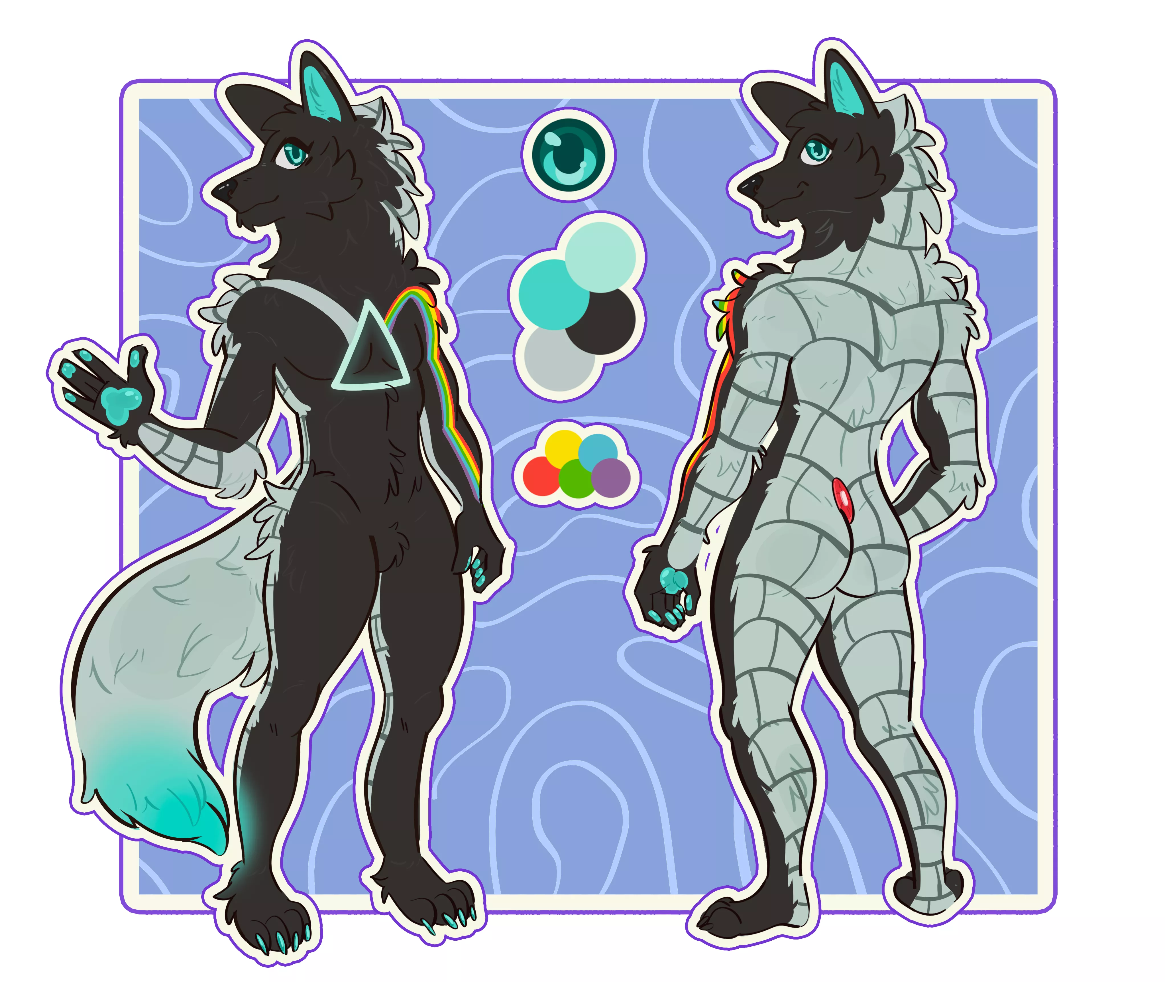 (nerf_magikarpii) Reference sheet like this for just 80usd (front + back) and fullbody for 35USD (for very complex designs, there is a small additional)