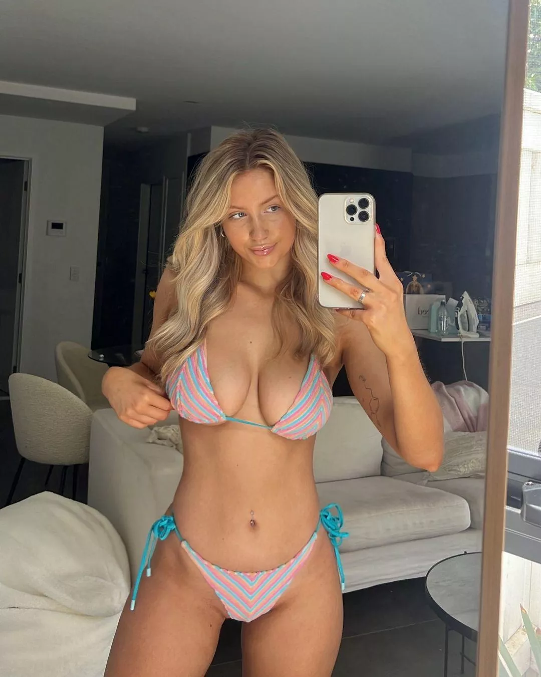 Striped bikini selfie