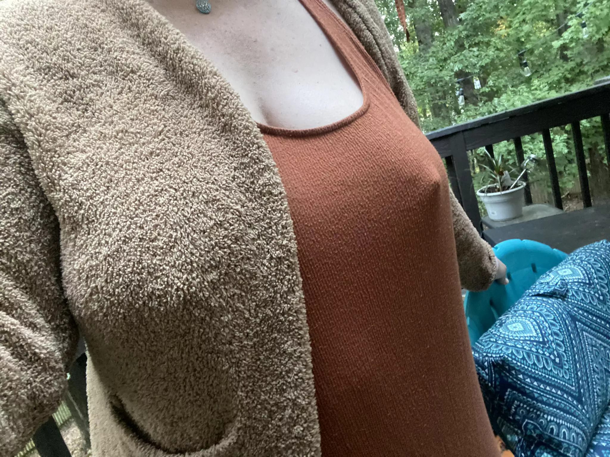 The back porch is a good place to show some pokies