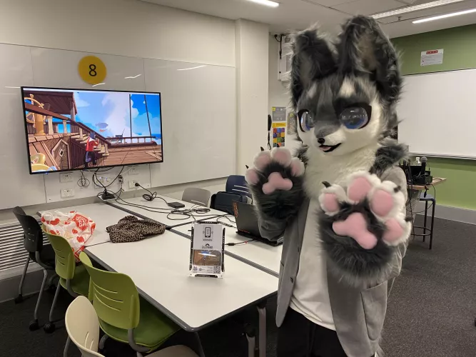 Update 3: Seeing that you guys liked the airport fursuit, I wore it at my university and the comp sci people liked it. Not a big surprise 