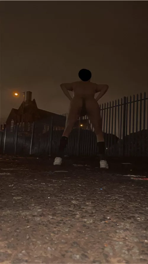 completely naked in public as cars drive past