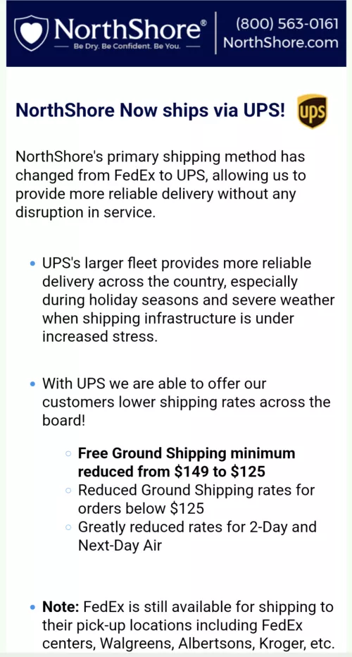 ICYMI: Northshore's shipping update.