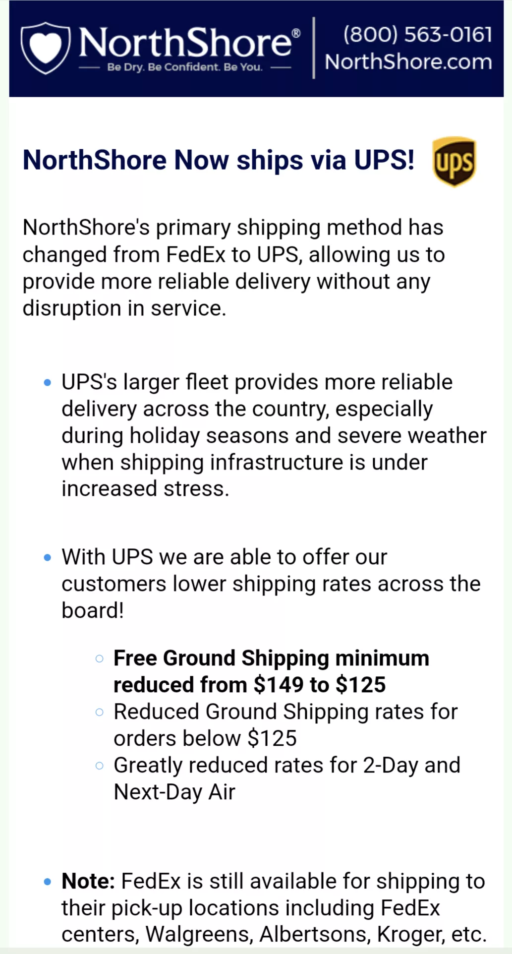 ICYMI: Northshore's shipping update.