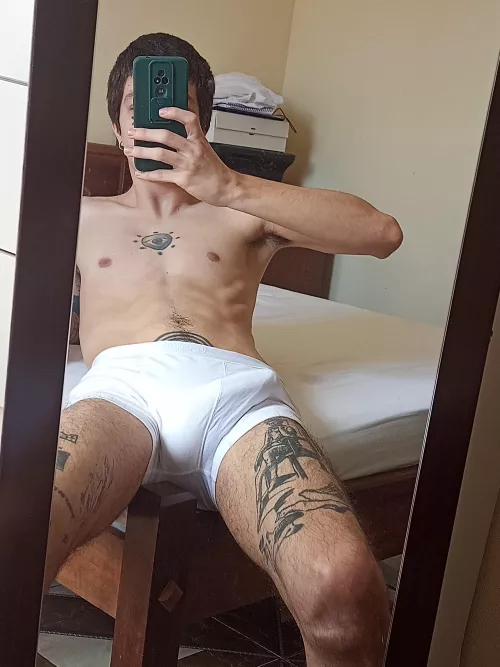 morning wood on my white boxers