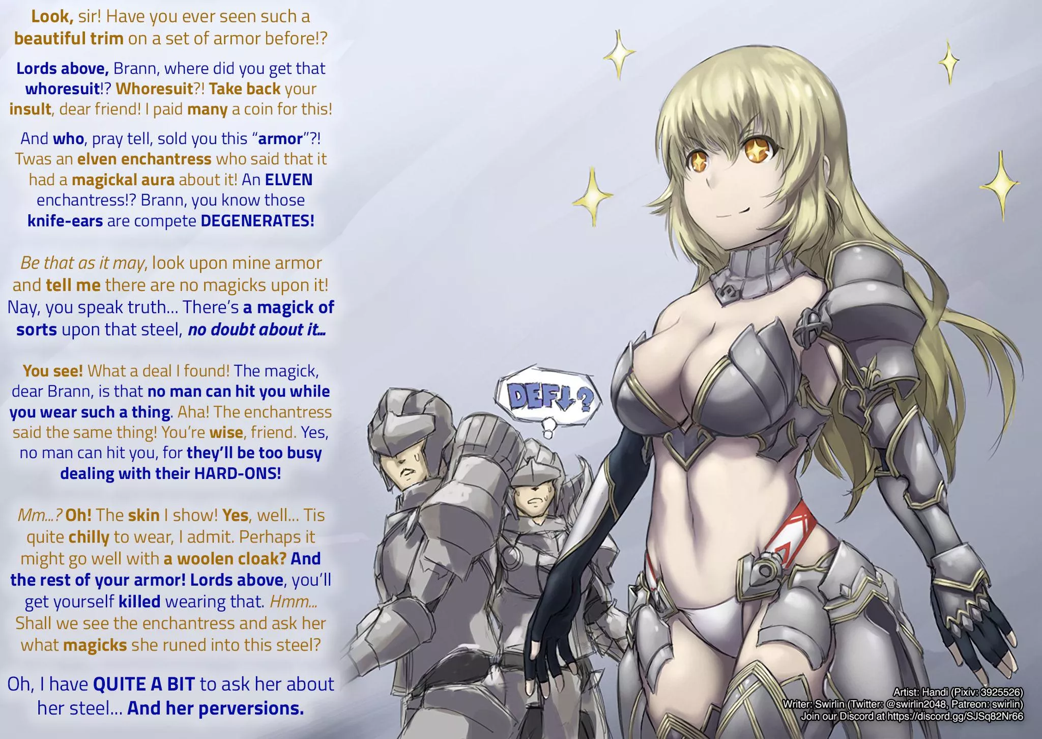 A new set of high level armor! [Male POV] [Hetero] [Named POV] [Exhibitionism] [Revealing Clothing] [Comedy] [Parody] [Wholesome]