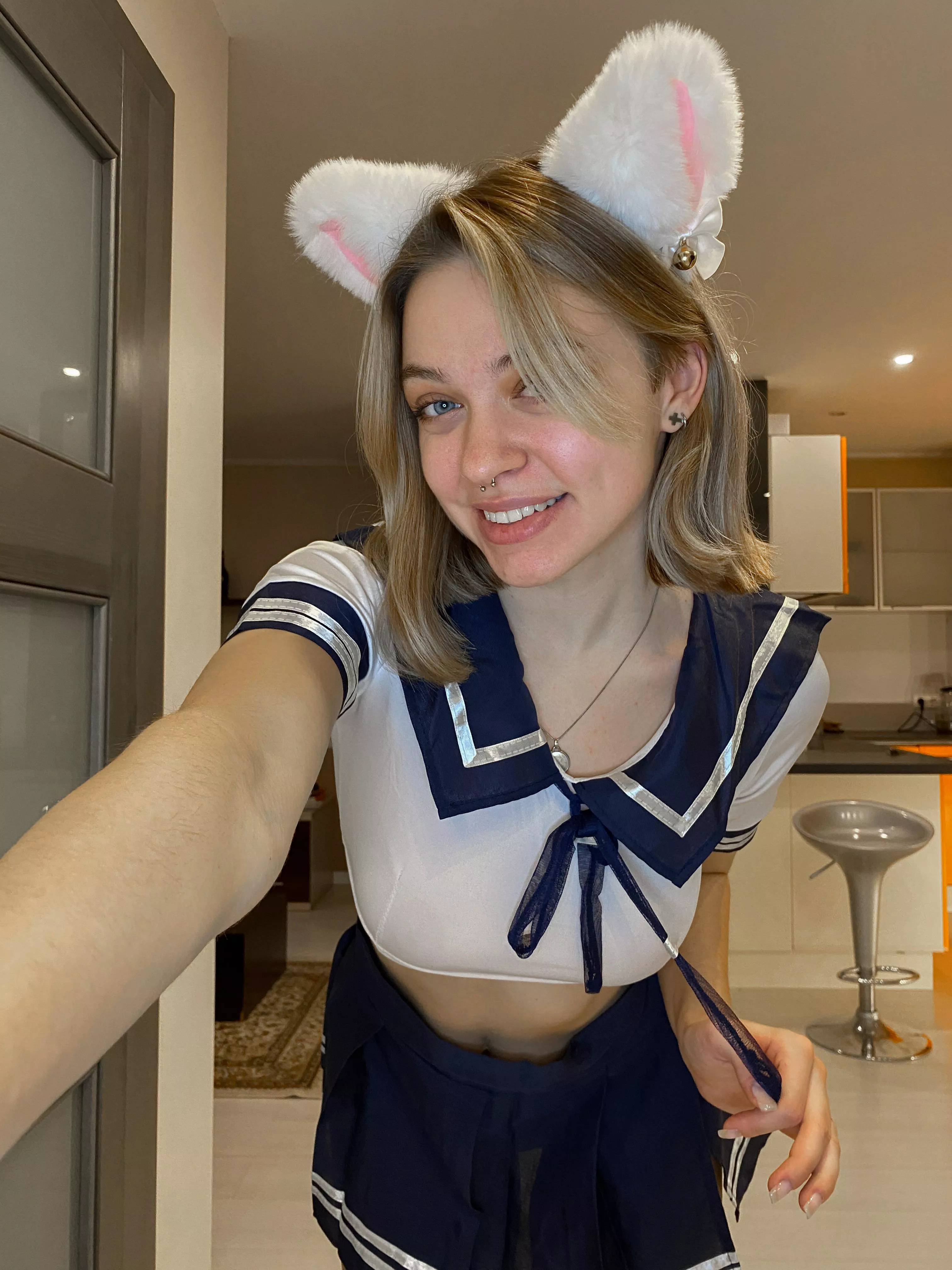 excited school girl kitty