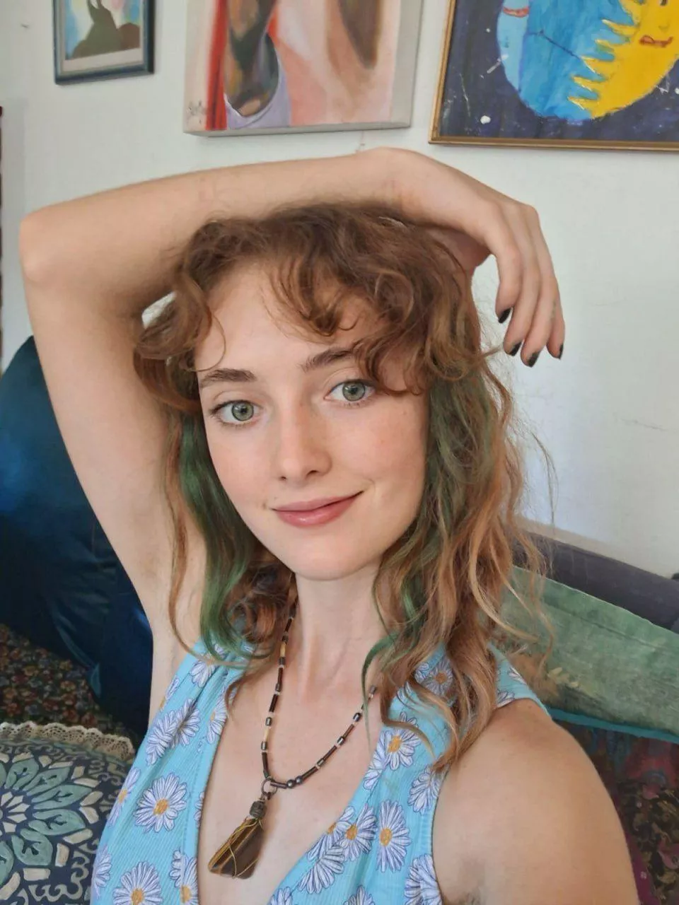 feeling daring with the green vibes and a shy smile F18