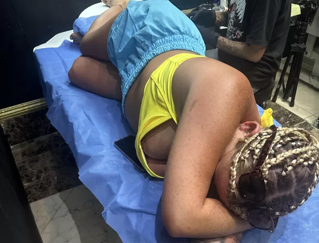 I wondered why all the guys kept coming over to check on me whilst getting a tattoo