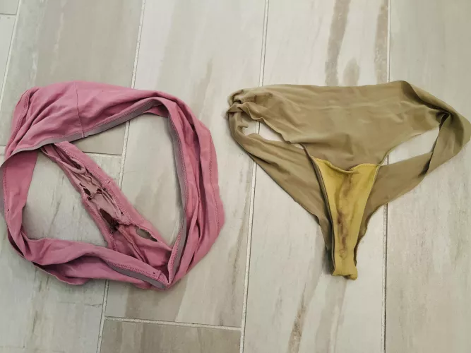 Left from last night period panties. Right yesterday’s panties. 