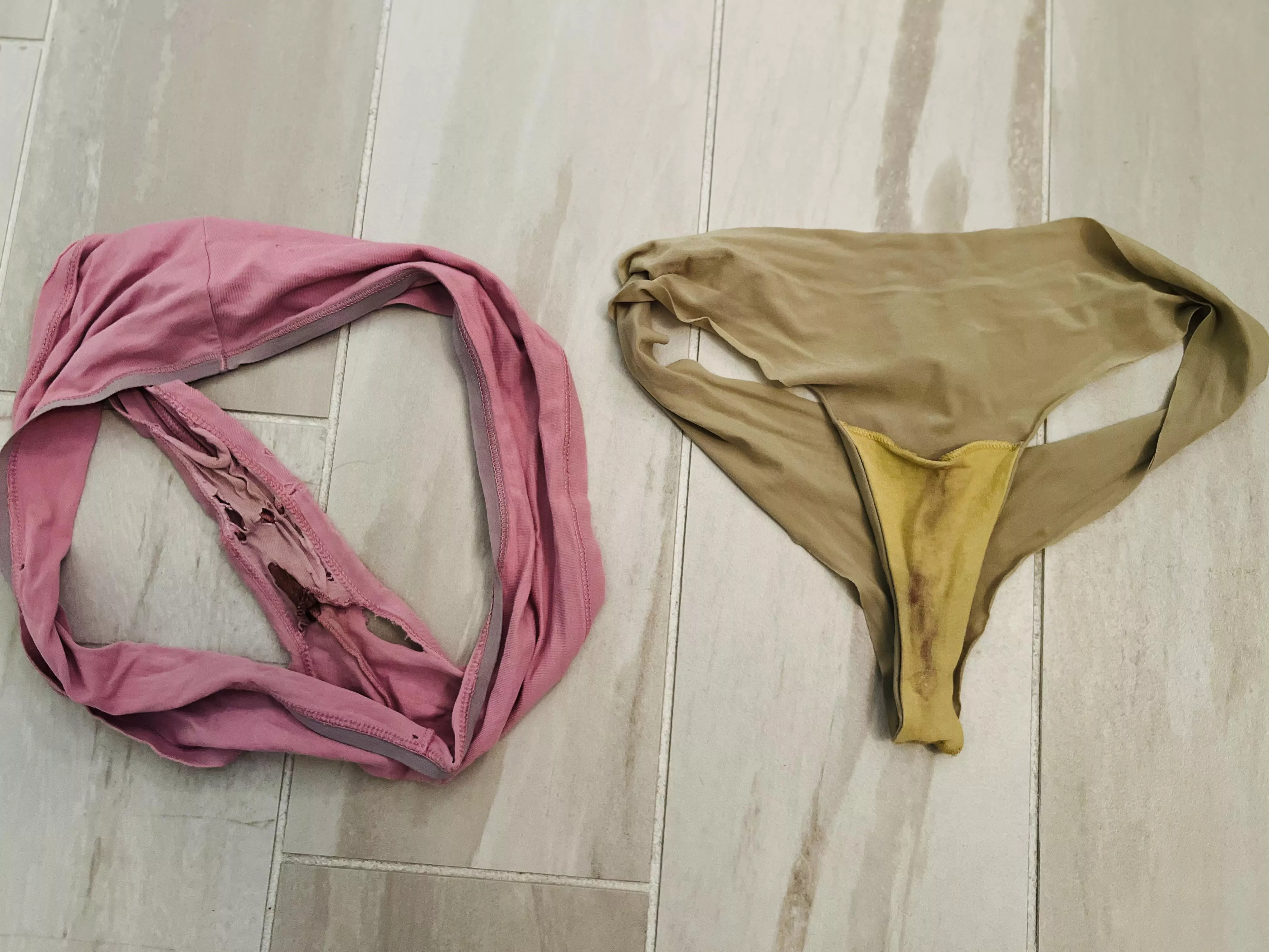 Left from last night period panties. Right yesterday’s panties. 