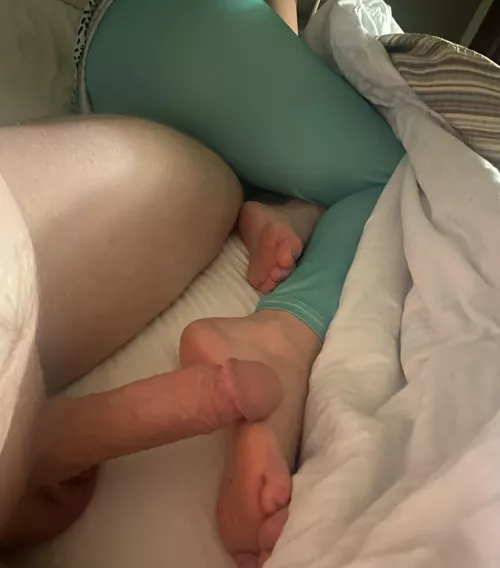 Love his cock on my feet