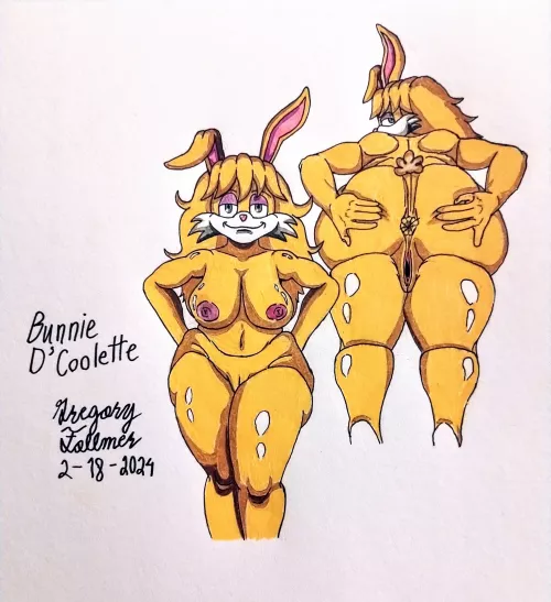 Naked Bunnie D'Coolette front and Back with Her Big Fat Buttcheeks opened and Her Bootyhole