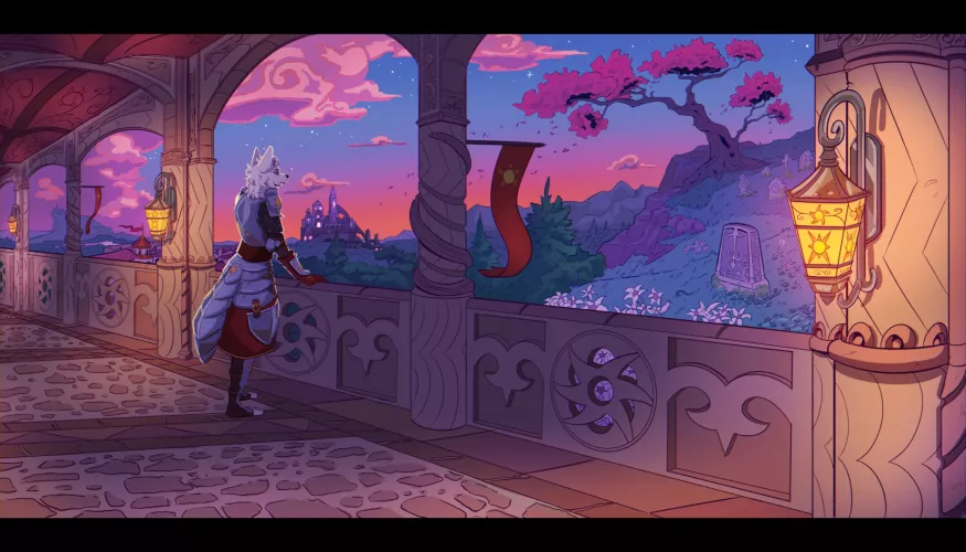 A big personal drawing I finished recently featuring my wolf knight, lady Mara :)