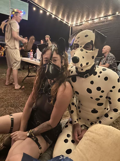 Got to wear my latex puppy suit at my regional burning man event!