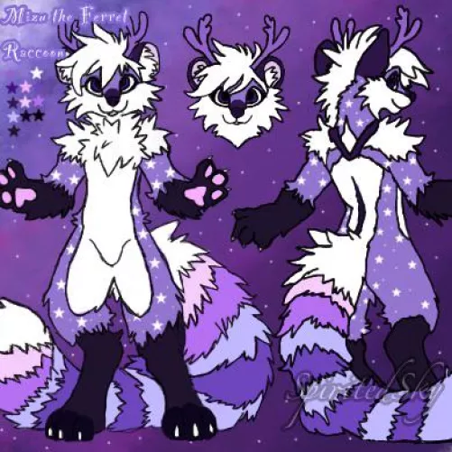 Meet my truesona! Mizu, the Ferret Raccoon with antlers!
