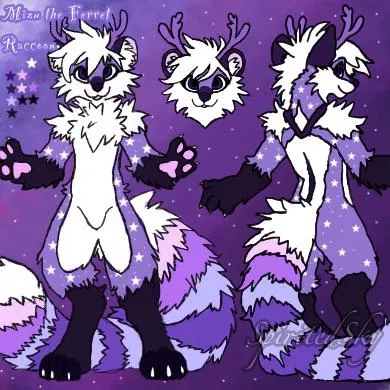 Meet my truesona! Mizu, the Ferret Raccoon with antlers!
