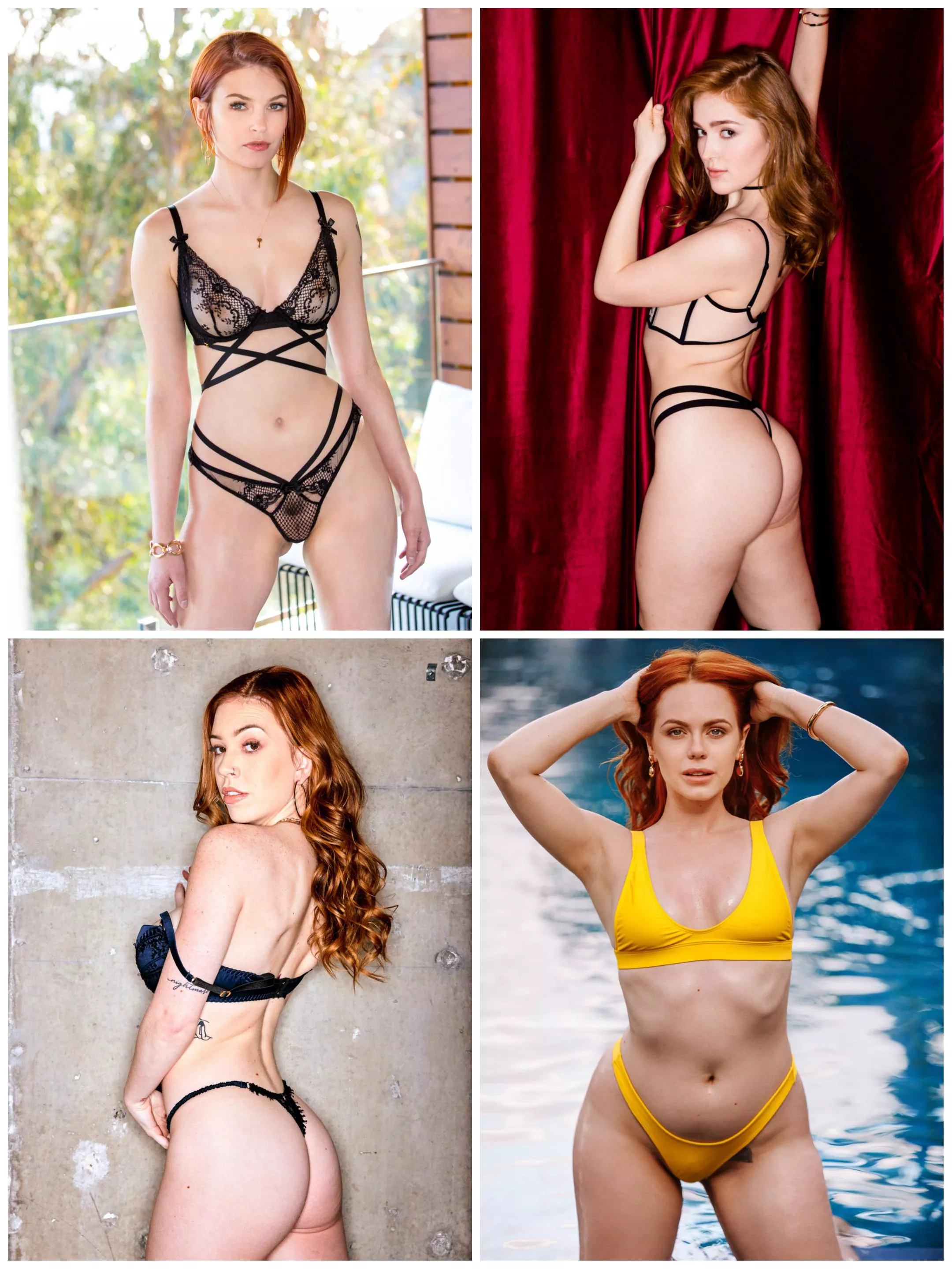 Pick 2 redheads for threesome: [Bree Daniels] vs [Jia Lissa] vs [Nala Brooks] vs [Ella Hughes]