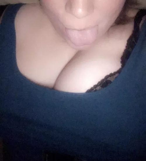 Put your dick between my tits & make me lick your throbbing dick. 