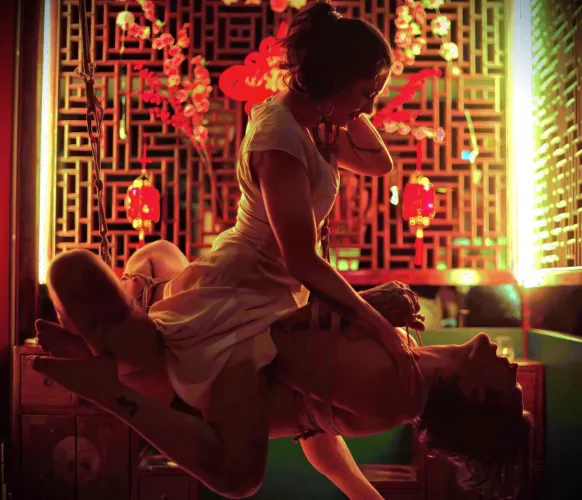 Riding him in suspension 