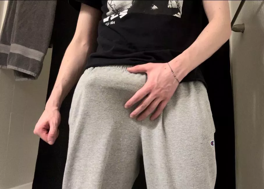 The sweatpants don’t hide much