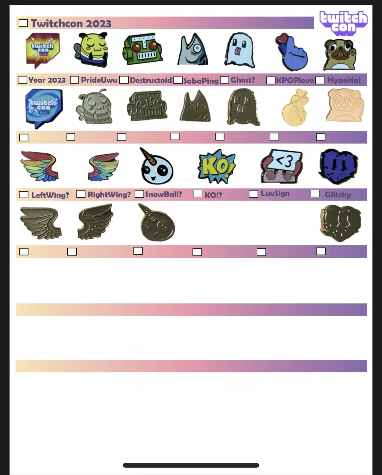 Trying to complete my list