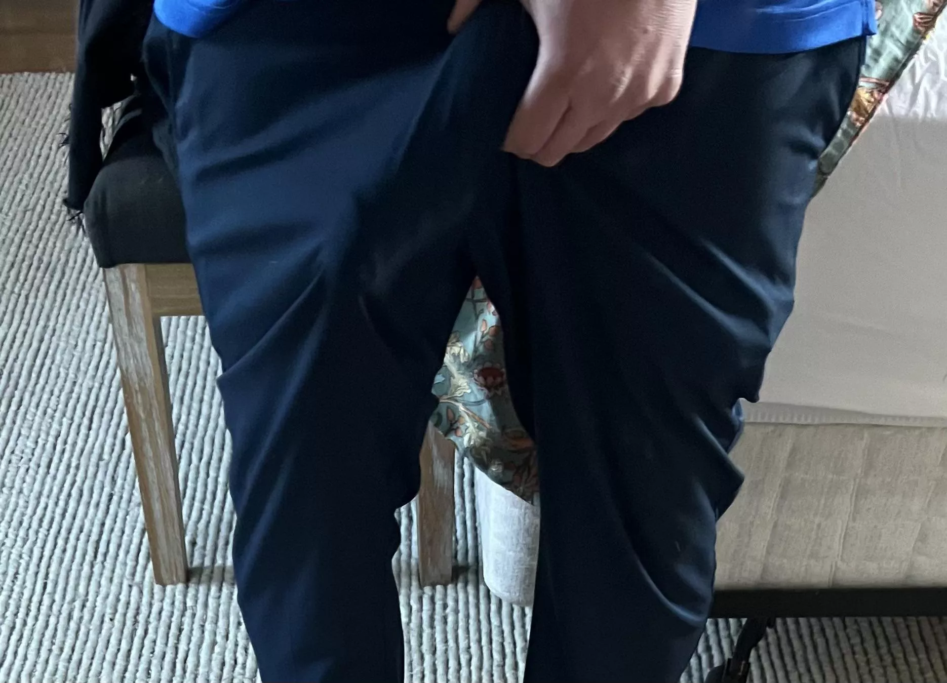 You’d like dark pants would hide this 😬