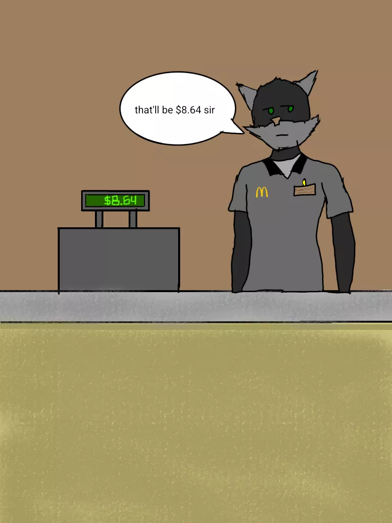 Got bored, made a pic of my OC taking your order