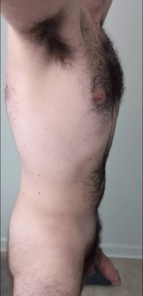 I'm naked in this photo of course, but I feel like this one gives you an excellent view of my armpit hair