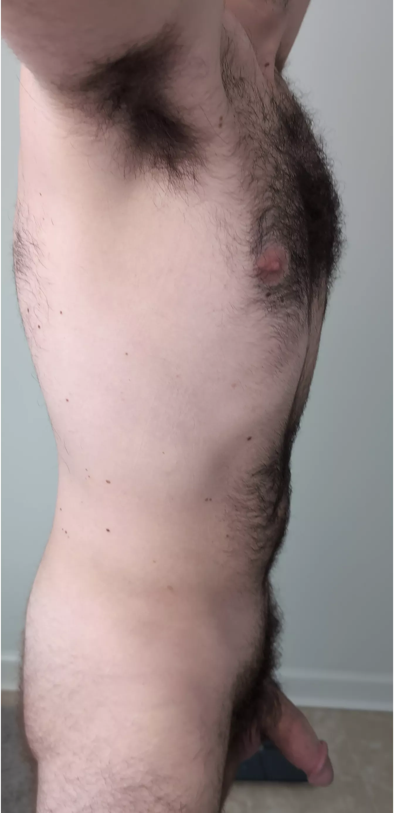 I'm naked in this photo of course, but I feel like this one gives you an excellent view of my armpit hair