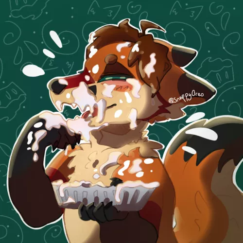 Pied myself in the face :D Art by the amazing snappyoreo