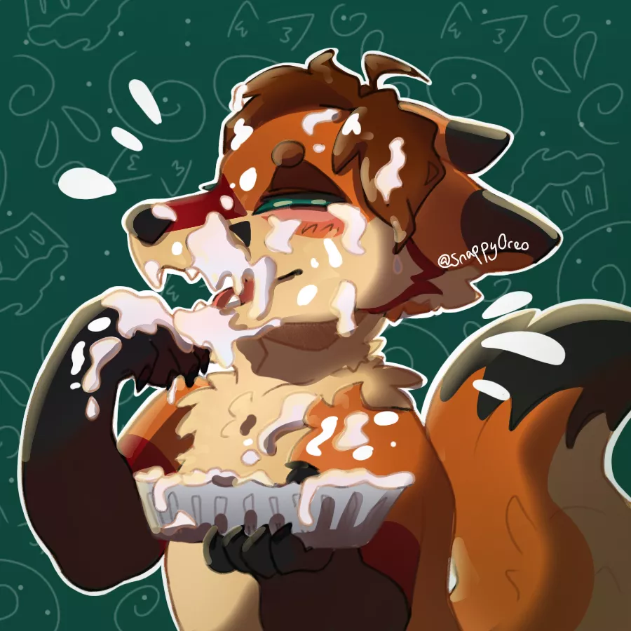 Pied myself in the face :D Art by the amazing snappyoreo