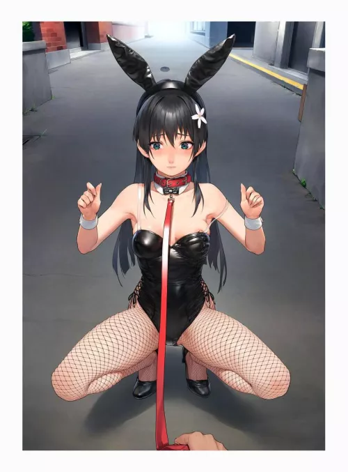 Bunny girl taken for a walk but allowed to sit down to fix her outfit by γ³γΌγ / Beeeeen